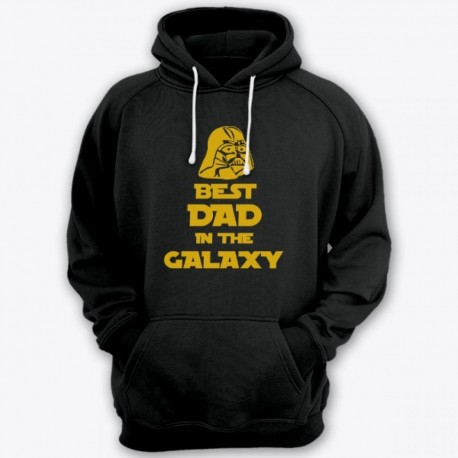 Толстовка с капюшоном для папы с надписью "Best dad in the galaxy"