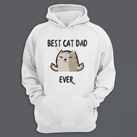 Толстовка с капюшоном с принтом "Best cat dad ever"