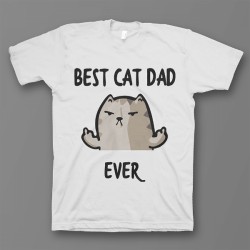 Прикольная футболка с принтом "Best cat dad ever"