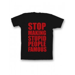 Мужская футболка с прикольным принтом "Stop making stupid people famous"