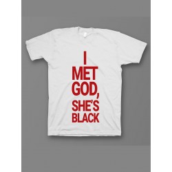 Мужская футболка с прикольным принтом "I met god she is"