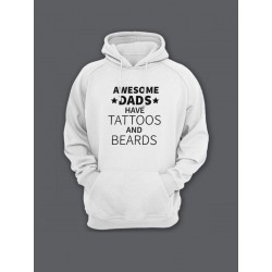 Прикольная мужская толстовка с капюшоном - худи с принтом "Awesome dads have tattoos and beards"