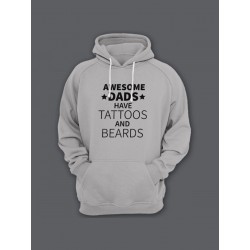Прикольная мужская толстовка с капюшоном - худи с принтом "Awesome dads have tattoos and beards"