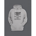 Прикольная мужская толстовка с капюшоном - худи с принтом "Awesome dads have tattoos and beards"