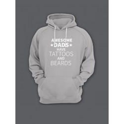 Прикольная мужская толстовка с капюшоном - худи с принтом "Awesome dads have tattoos and beards"