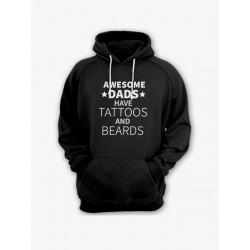 Прикольная мужская толстовка с капюшоном - худи с принтом "Awesome dads have tattoos and beards"