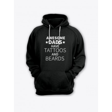 Прикольная мужская толстовка с капюшоном - худи с принтом "Awesome dads have tattoos and beards"