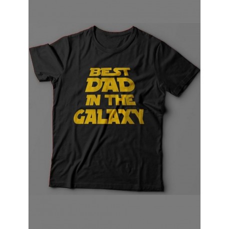 Мужская футболка с прикольным принтом "Best dad in the galaxy"