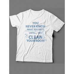 Мужская футболка с прикольным принтом "You never know what you have until you clean your room"