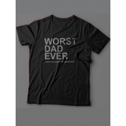Прикольная футболка для папы с надписью «Worst dad»/Модная самому лучшему папе с рисунком