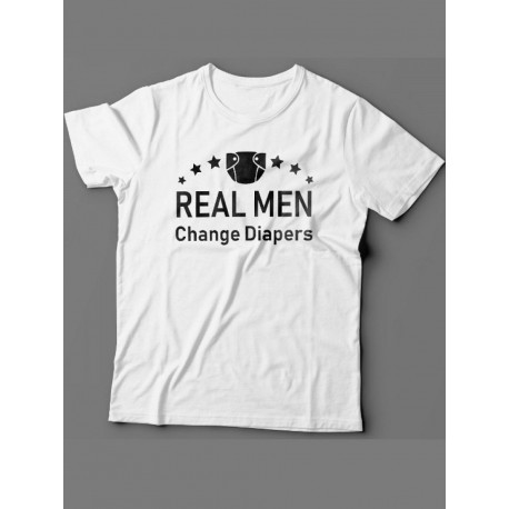 Мужская футболка с прикольным принтом "Real man change diapers"
