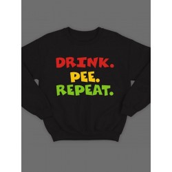 Модный свитшот - толстовка без капюшона с принтом "Drink. Pee. Repeat"