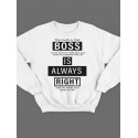 Модный свитшот - толстовка без капюшона с принтом "Boss is always right"