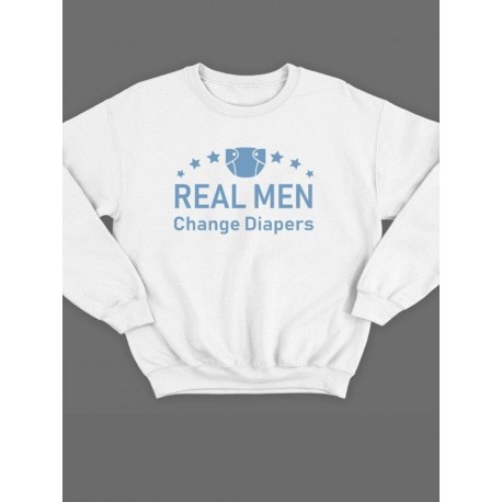 Модный свитшот - толстовка без капюшона с принтом "Real man change diapers"