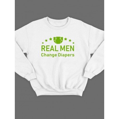 Модный свитшот - толстовка без капюшона с принтом "Real man change diapers"