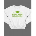 Модный свитшот - толстовка без капюшона с принтом "Real man change diapers"