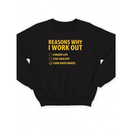 Модный свитшот - толстовка без капюшона с принтом "Reasons why i work out"