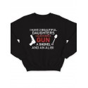 Модный свитшот - толстовка без капюшона с принтом "I have 2 beautiful daughters. I also have a gun"