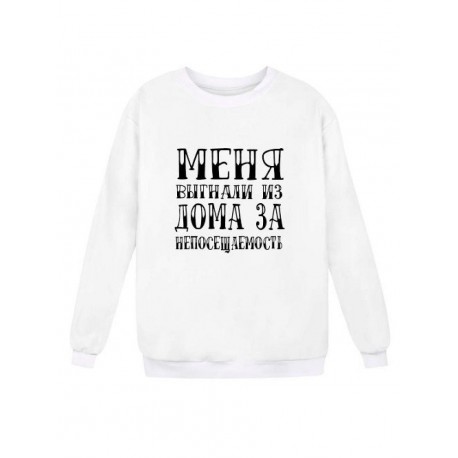 Модный свитшот - толстовка без капюшона с принтом "Меня выгнали из дома за непосещаемость"