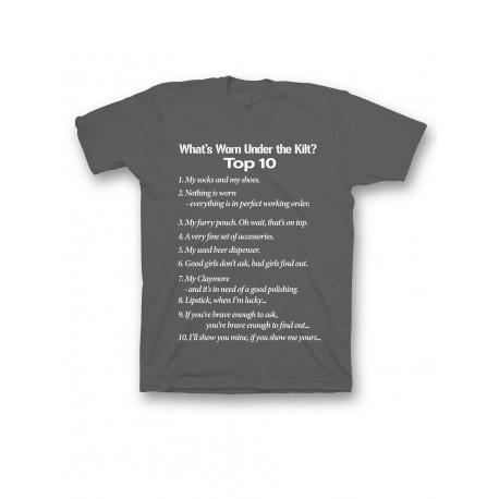 Мужская футболка с прикольным принтом "What is worn under the kilt"
