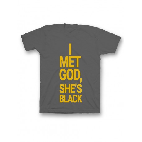 Мужская футболка с прикольным принтом "I met god she is"