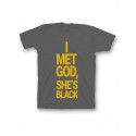 Мужская футболка с прикольным принтом "I met god she is"