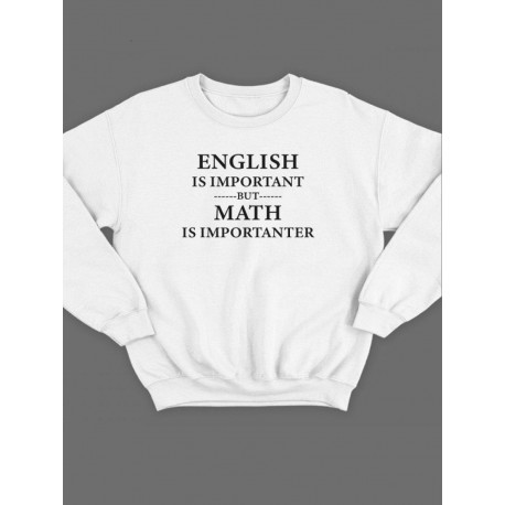 Модный свитшот - толстовка без капюшона и без молнии с принтом "English is important but math is importanter"