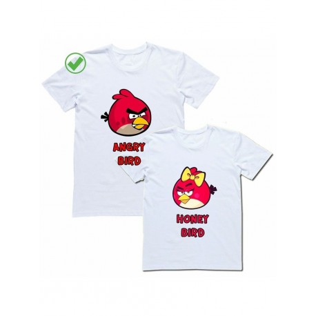 Футболки для двоих со смешными надписями Angry bird & Honey bird/Парные для влюбленных