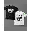 Парные футболки для мужа и жены, для парня и девушки The boss/для двоих с принтом