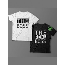 Парные футболки для мужа и жены, для парня и девушки The boss/для двоих с принтом