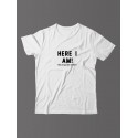 Футболка для мужчины с оригинальной надписью "Here i am"/Прикольная