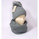 Комплект шапка и шарф зимний (серый)