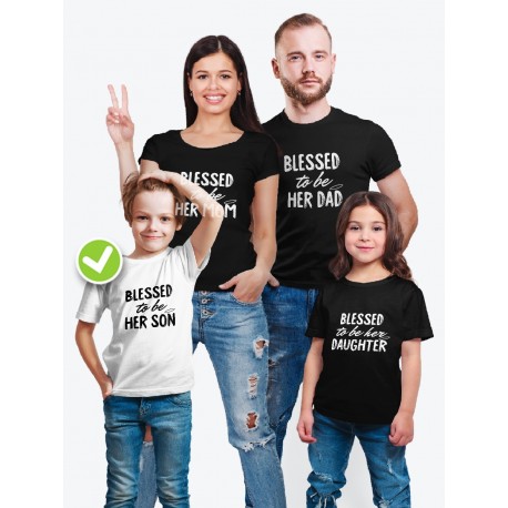 Футболки для всей семьи с крутым принтом "Blessed to be" | Фэмили лук для семьи | Футболки Family
