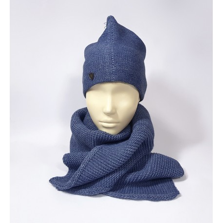 Универсальный комплект шапка и шарф (синий)