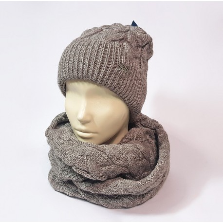 Комплект шапка и шарф женский (кофейный)