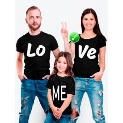 Футболка Family Look с принтом "LO VE me" в одном стиле для всей семьи