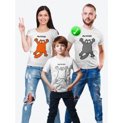 Футболка Family Look с принтом "Кот" в одном стиле для всей семьи с ребенком