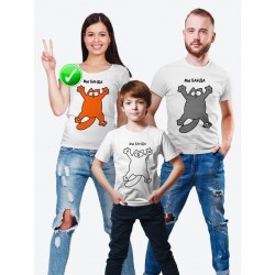 Футболка Family Look с принтом "Кот" в одном стиле для всей семьи с ребенком