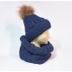 Комплект шапка и шарф женский (тёмно-синий)