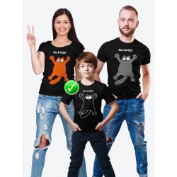 Футболка Family Look с принтом "Кот" в одном стиле для всей семьи с ребенком