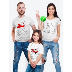 Футболки Фэмили Лук для мамы, дочки, папы, сына с принтом Мишки | Family Look для всей семьи