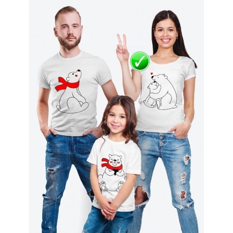 Футболки Фэмили Лук для мамы, дочки, папы, сына с принтом Мишки | Family Look для всей семьи