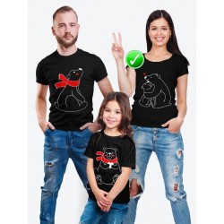 Футболки Фэмили Лук для мамы, дочки, папы, сына с принтом Мишки | Family Look для всей семьи