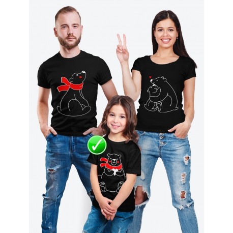 Футболки Фэмили Лук для мамы, дочки, папы, сына с принтом Мишки | Family Look для всей семьи