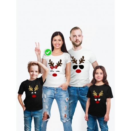 Футболка Family Look с принтом "Олень с рогами" для всей семьи в одном стиле