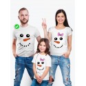 Одинаковые футболки Family Look с принтом "Снеговик" для всей семьи в одном стиле