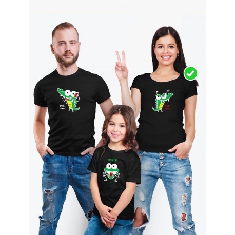 Футболки Фэмили Лук для мамы, папы, сына с принтом Крокодилы / Family look для всей семьи