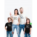 Футболки family look для всей семьи с принтом Happy Family | Прикольные одинаковые семейные футболки