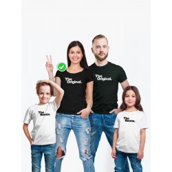 Футболки Фэмили Лук для мамы, папы, сына с принтом The original&remix / Family look для всей семьи
