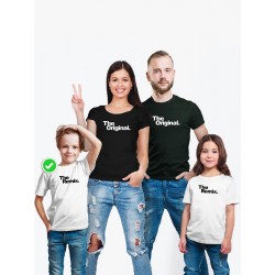 Футболки Фэмили Лук для мамы, папы, сына с принтом The original&remix / Family look для всей семьи